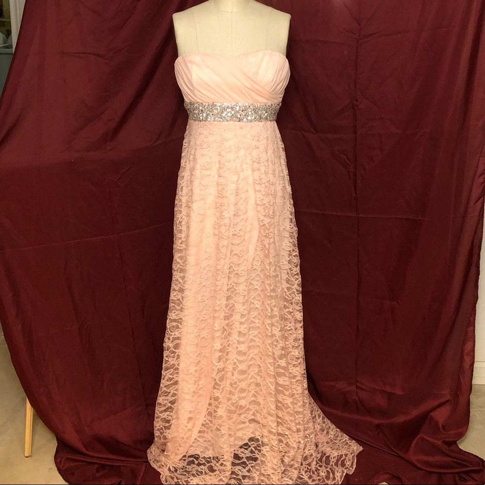 mymichelle Strapless Peach Formal Gown, Size 7